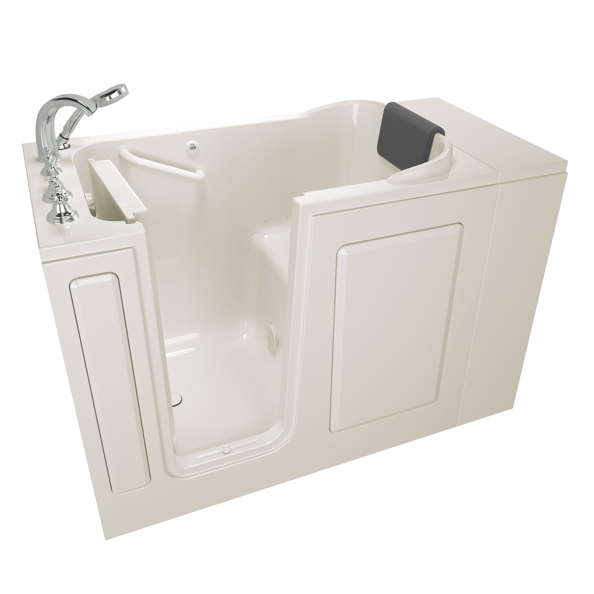 Gelcoat Premium Series 28 x 48 Inch Walk in Tub With Soaker System   Left Hand Drain With Faucet WIB LINEN